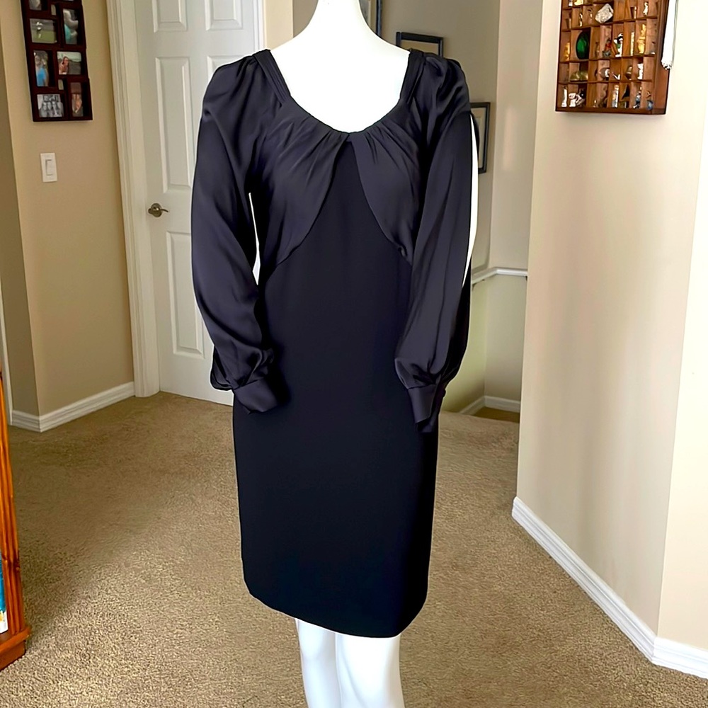 Elie Tahari NWT Corine Black Silk Blend Slit Sleeve Sheath Dress 4